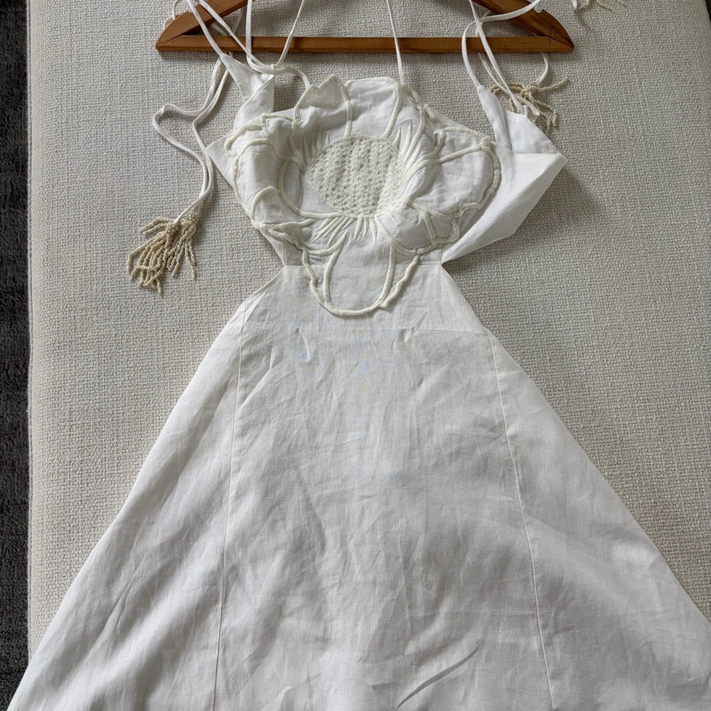 FARM Rio White A-Line Linen Dress - Picture 4 of 5